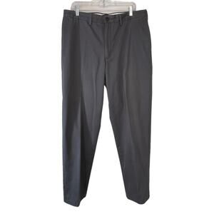 Mens Lands' End Long Traditional Fit Gray Pants Trouser 100% Cotton Size 36L